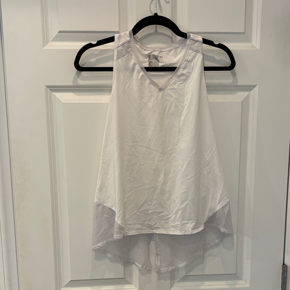 Lucky in Love White V-Neck High-Low Tank Top - nwot